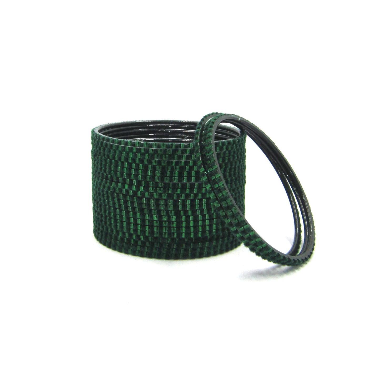 Glam Dark Green (Kai) Metal 24 Bangles online. Featuring a luxurious velvet and glossy finish, these premium plain designer metal bangles are lightweight, durable, and perfect for weddings, festive occasions, and everyday wear.