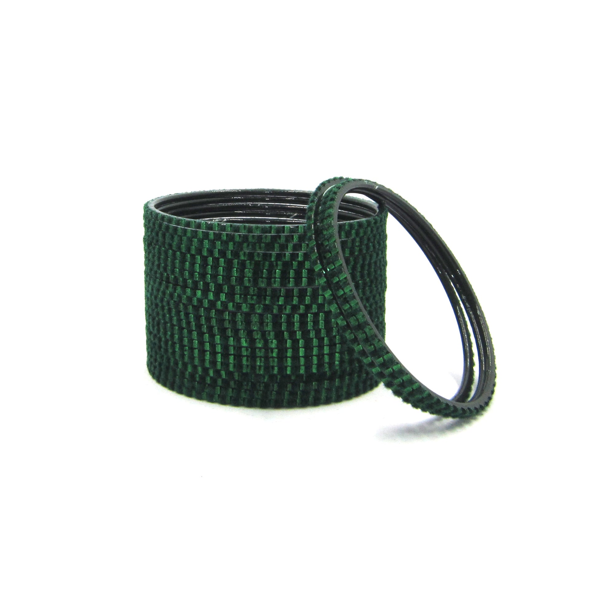 Glam Dark Green (Kai) Metal 24 Bangles online. Featuring a luxurious velvet and glossy finish, these premium plain designer metal bangles are lightweight, durable, and perfect for weddings, festive occasions, and everyday wear.