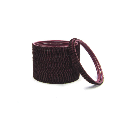 Glam Falsa Mehroon (Maroon) Metal 24 Bangles online. Featuring a luxurious velvet and glossy finish, these premium plain designer metal bangles are lightweight, durable, and perfect for weddings, festive occasions, and everyday wear.