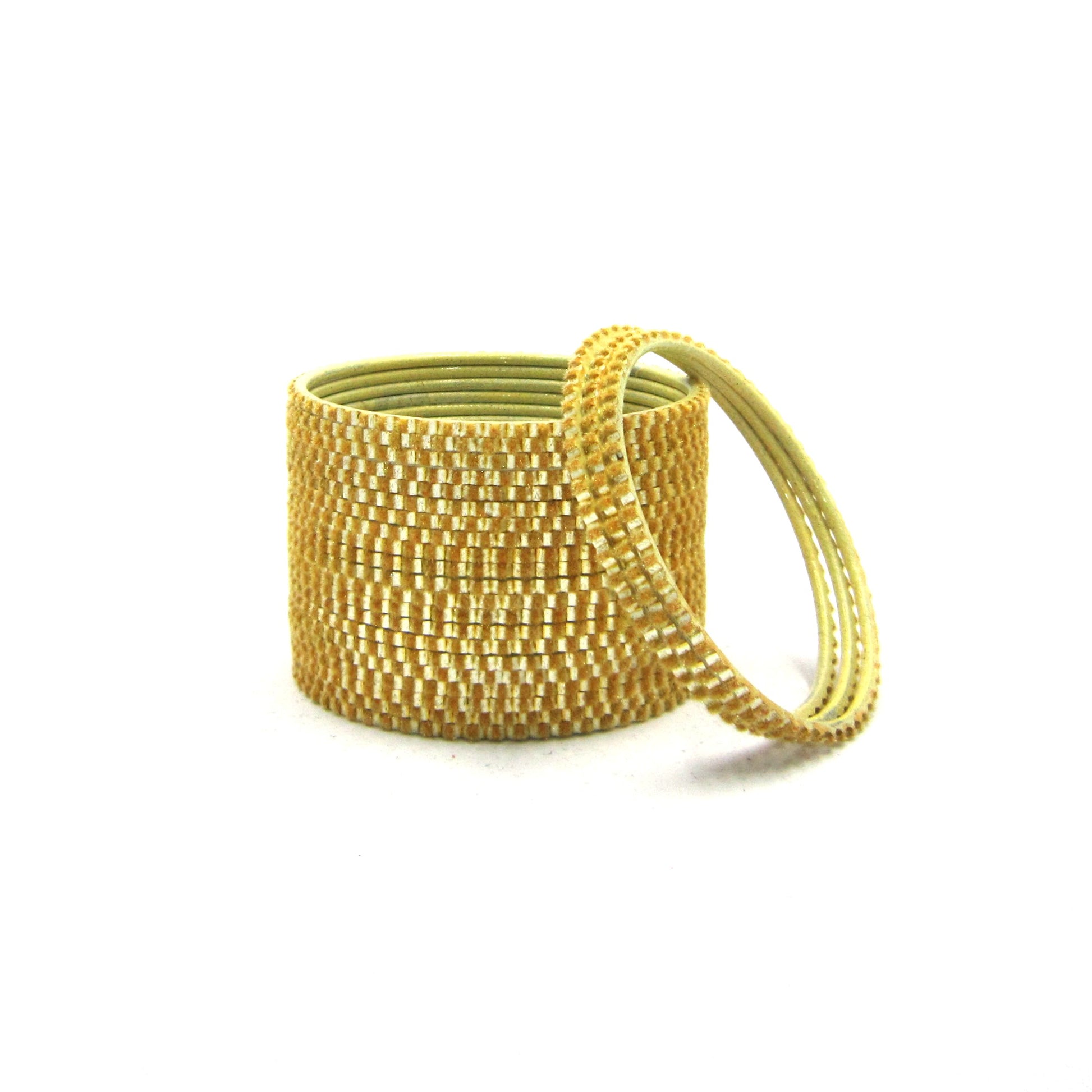 Glam Golden Metal 24 Bangles by ENAVA featuring a luxurious velvet and glossy finish. Premium plain designer metal bangles for women, ideal for weddings, festive occasions, and everyday wear.