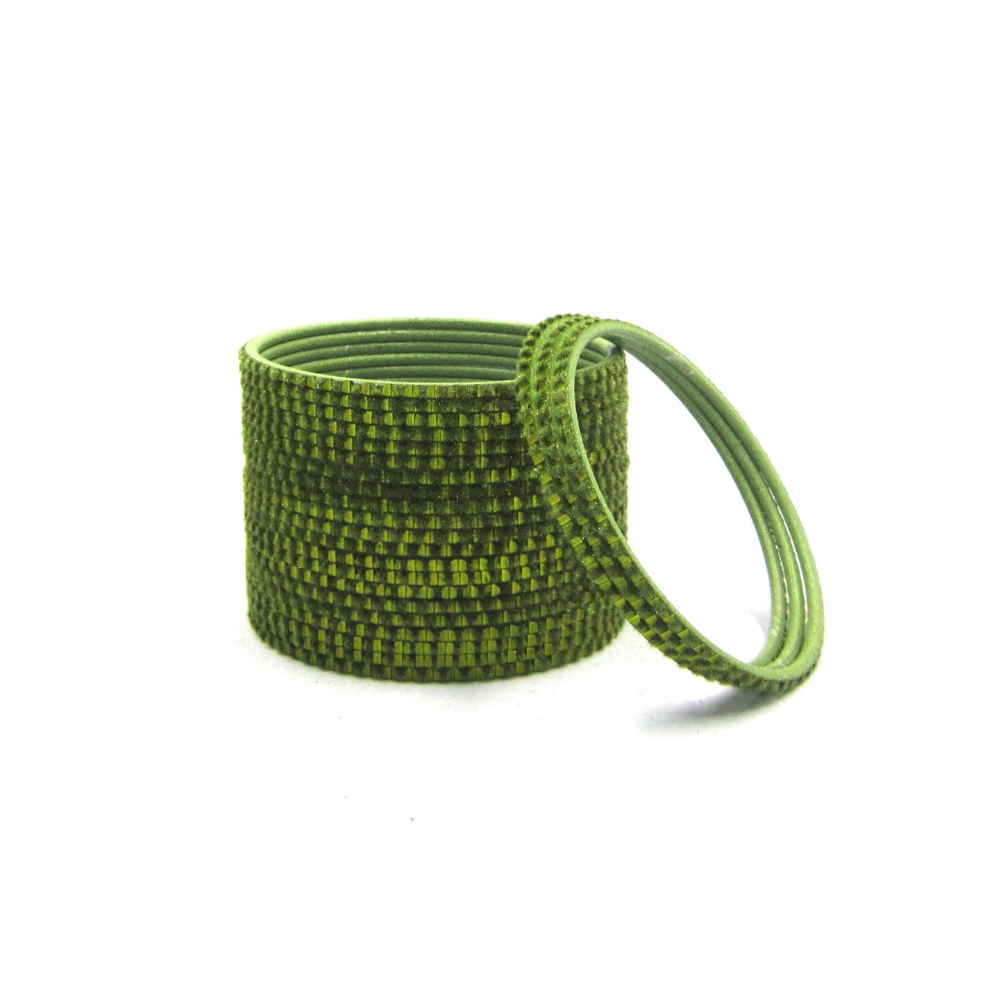 Glam Mehendi Metal 24 Bangles by ENAVA featuring a luxurious velvet and glossy finish. Premium Plain Designer Metal Bangles for women, ideal for Mehendi ceremonies, weddings, festive occasions, parties, and everyday styling.