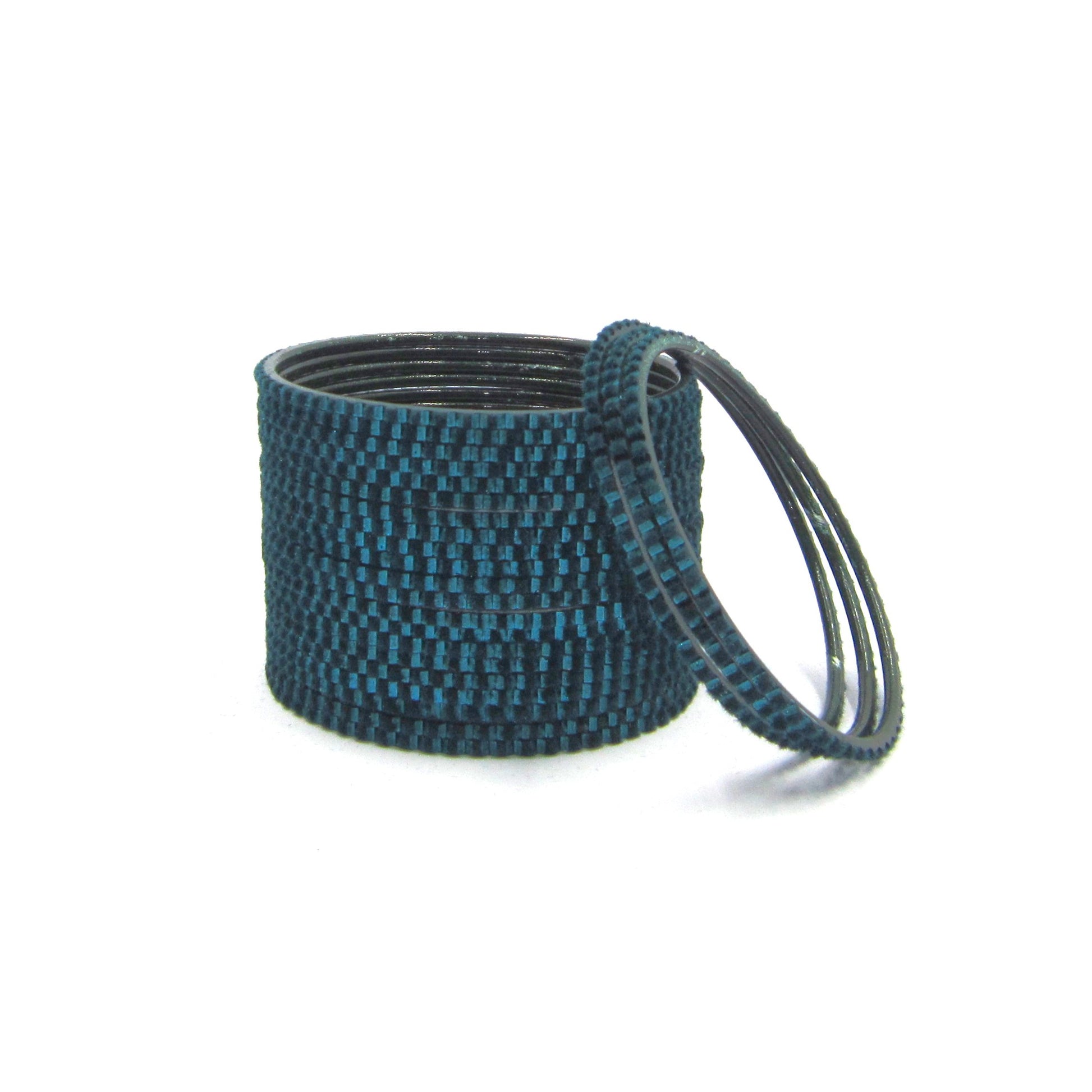 Glam Peacock Metal 24 Bangles by ENAVA featuring a luxurious velvet and glossy finish. Premium Plain Designer Metal Bangles for women, ideal for weddings, festive occasions, parties, and everyday styling.