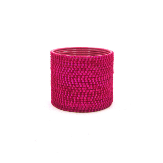 Glam Rani Pink Metal 24 Bangles by ENAVA featuring a luxurious velvet and glossy finish. Premium Plain Designer Metal Bangles for women, ideal for weddings, festive occasions, parties, and everyday styling.