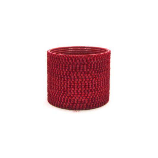 Glam Red Metal 24 Bangles by ENAVA featuring a luxurious velvet and glossy finish. Premium Plain Designer Metal Bangles for women, ideal for weddings, bridal occasions, festive celebrations, parties, and everyday styling.