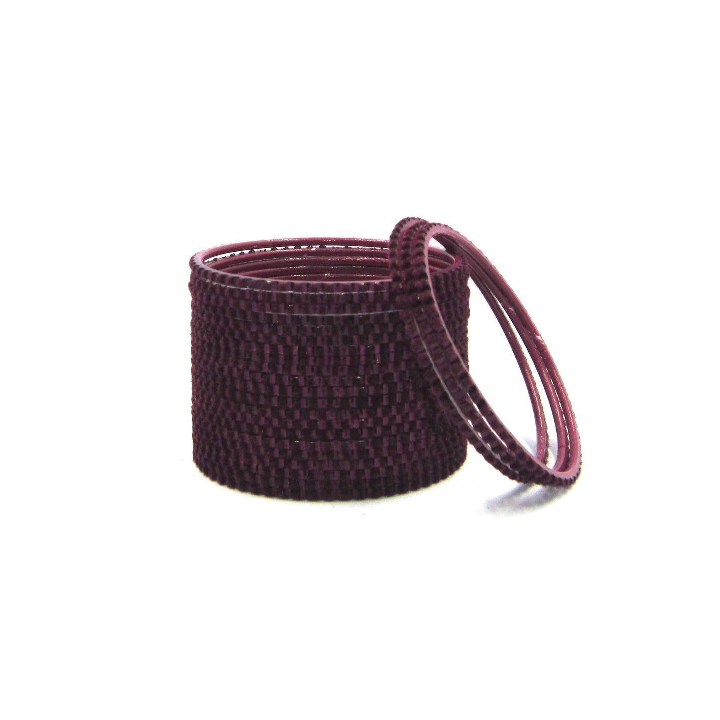 Glam Wine Metal 24 Bangles by ENAVA featuring a luxurious velvet and glossy finish. Premium Plain Designer Metal Bangles for women, ideal for weddings, festive occasions, parties, and everyday styling.