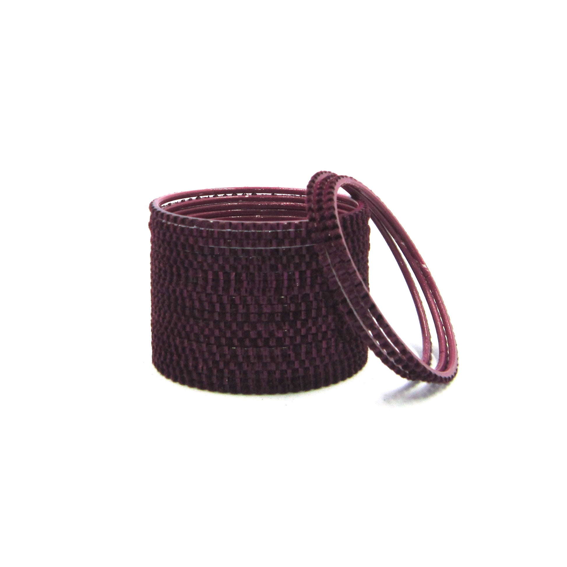 Glam Wine Metal 24 Bangles by ENAVA featuring a luxurious velvet and glossy finish. Premium Plain Designer Metal Bangles for women, ideal for weddings, festive occasions, parties, and everyday styling.