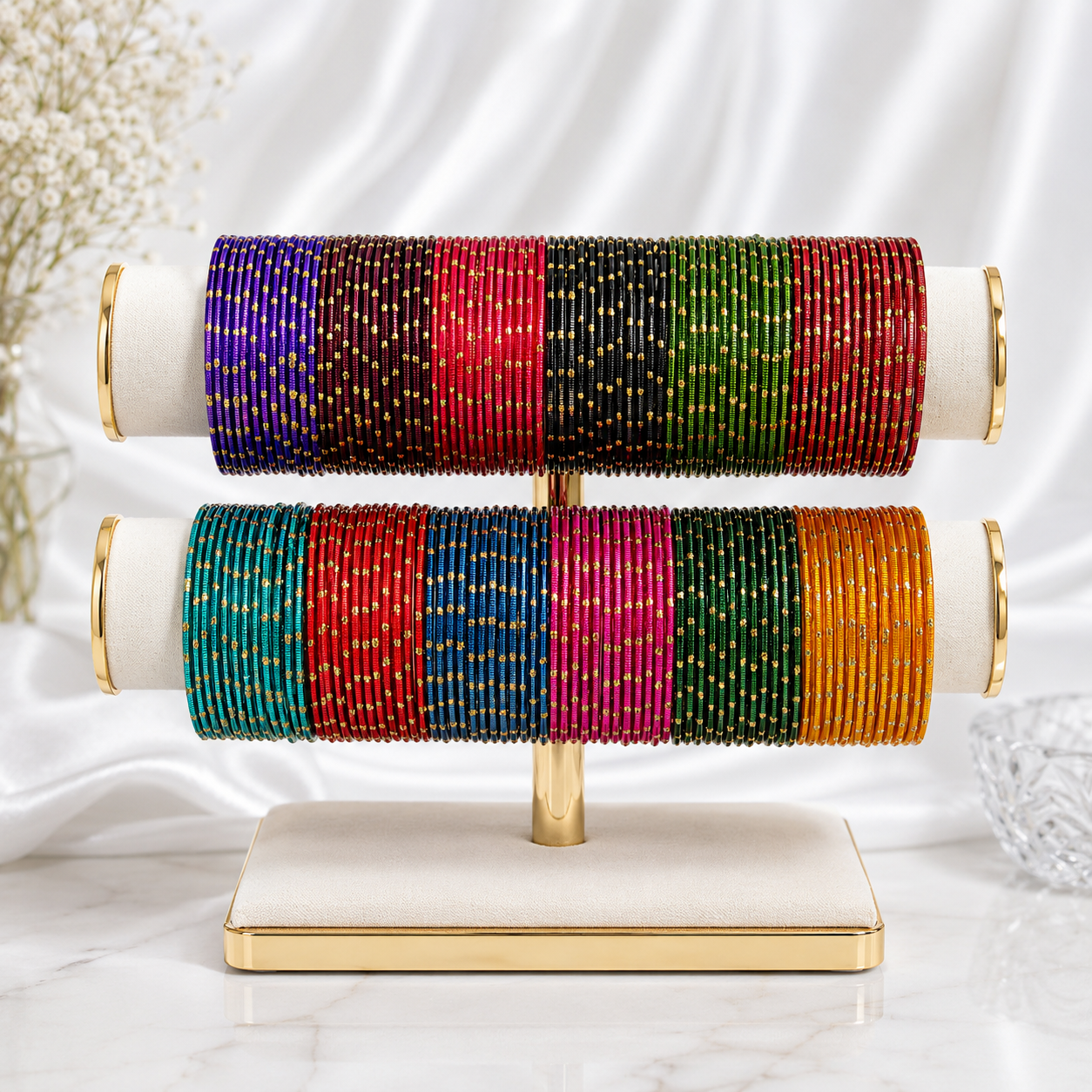 Glitter Dark Color Plus Size Metal Bangles Combo – 12 Colors (1 Dozen Each)