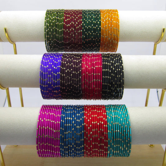 Glitter Dark Color Plus Size Metal Bangles Combo – 12 Colors (1 Dozen Each) by Enava