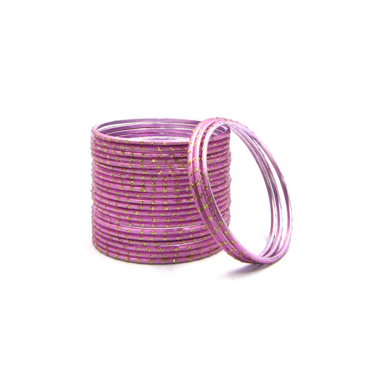 Glitter Light Piyazi Metal 24 Bangles by ENAVA – Light Piyazi Plain Designer Aluminum Bangles Set with Glitter Detailing and Smooth Finish, Elegant Traditional and Festive Bangles for Women, 24 Bangles Pack