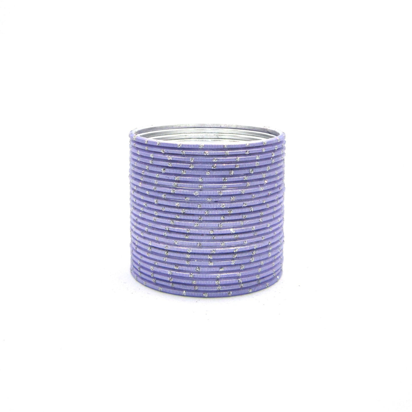 Glitter Light Purple Metal 24 Bangles by ENAVA – Light Purple Plain Designer Aluminum Bangles Set with Glitter Detailing and Smooth Finish, Elegant Traditional and Festive Bangles for Women, 24 Bangles Pack