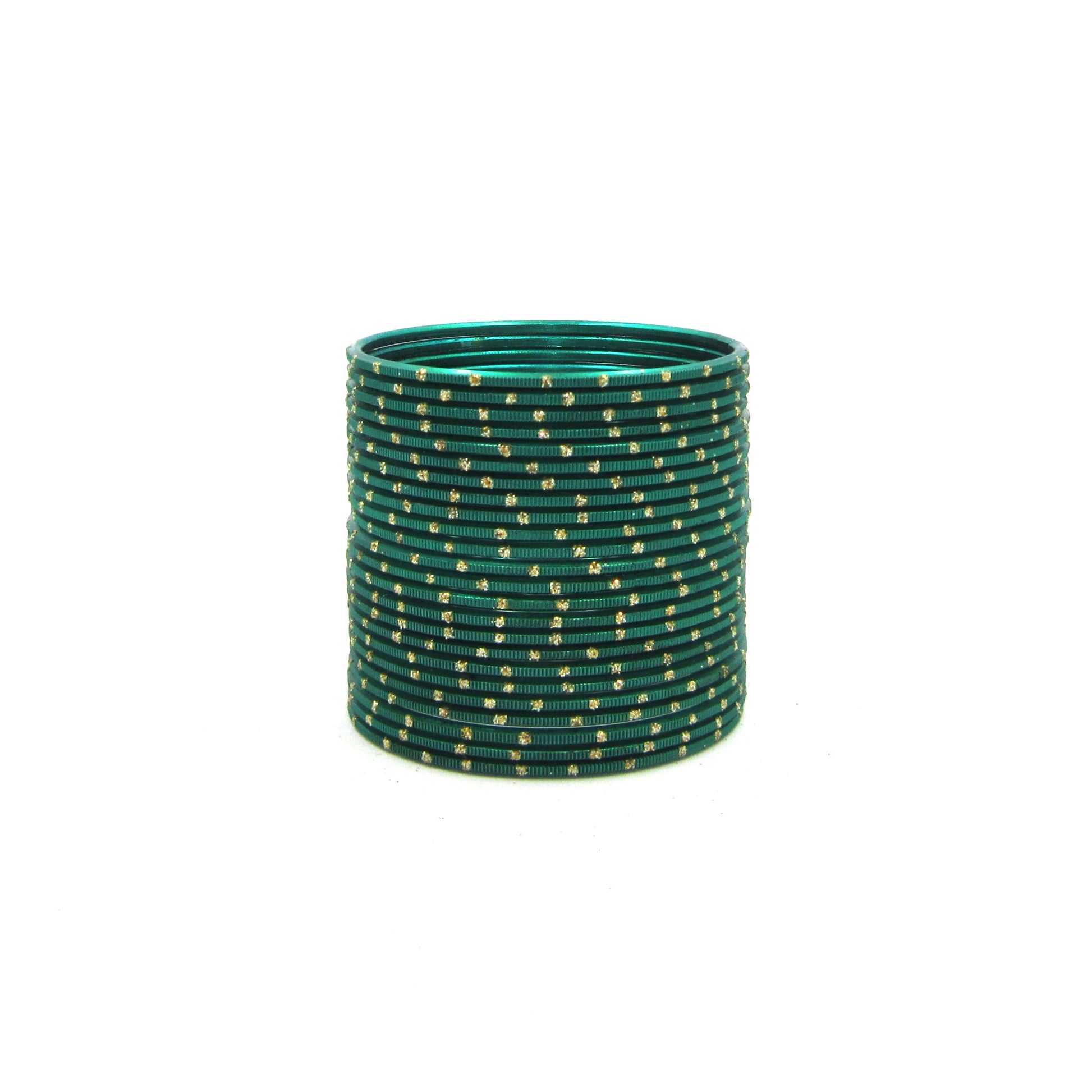 Glitter Radium Metal 24 Bangles by ENAVA – Radium Plain Designer Aluminum Bangles Set with Glitter Detailing and Smooth Finish, Traditional Festive Bangles for Women, 24 Bangles Pack