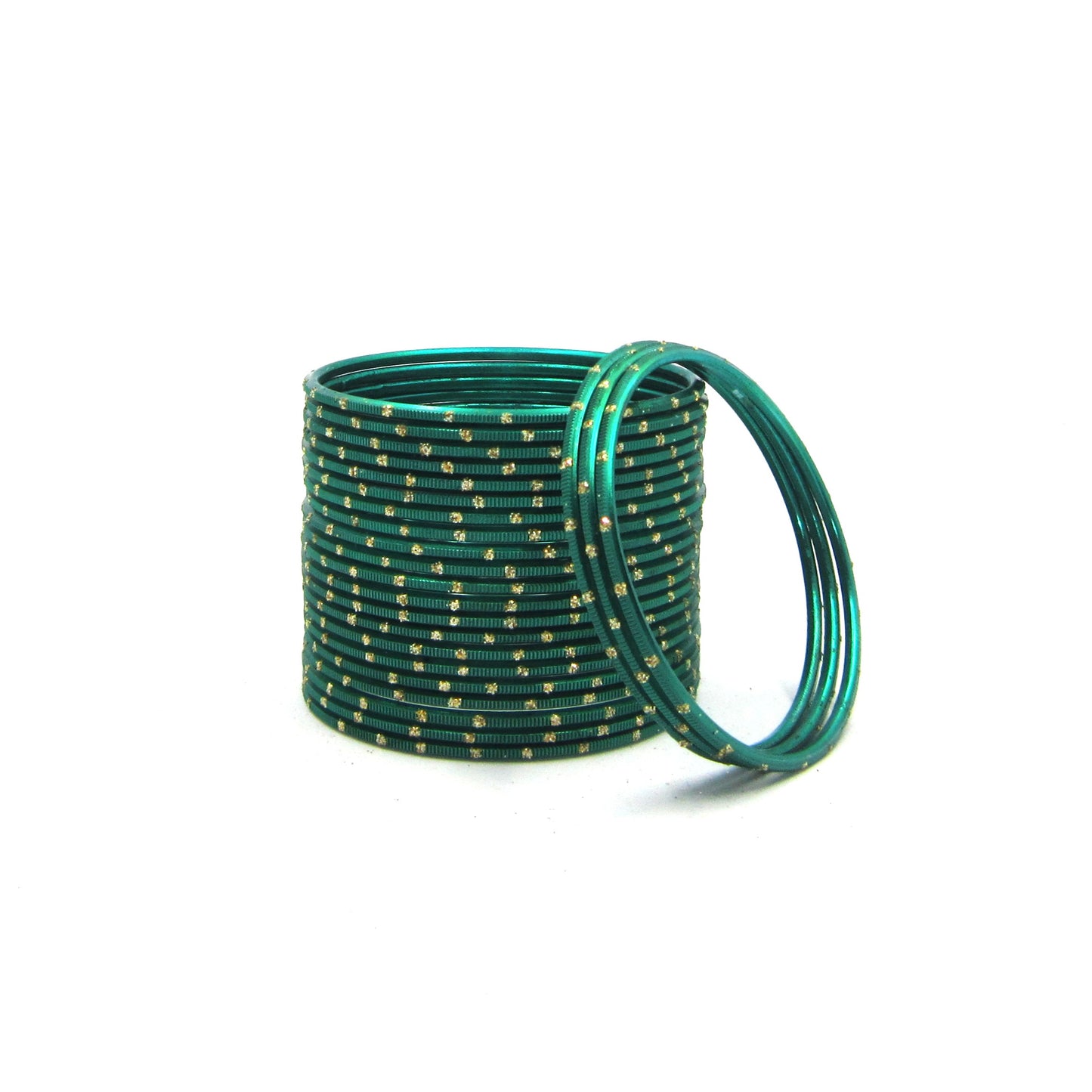 Glitter Radium Metal 24 Bangles by ENAVA – Radium Plain Designer Aluminum Bangles Set with Glitter Detailing and Smooth Finish, Traditional Festive Bangles for Women, 24 Bangles Pack