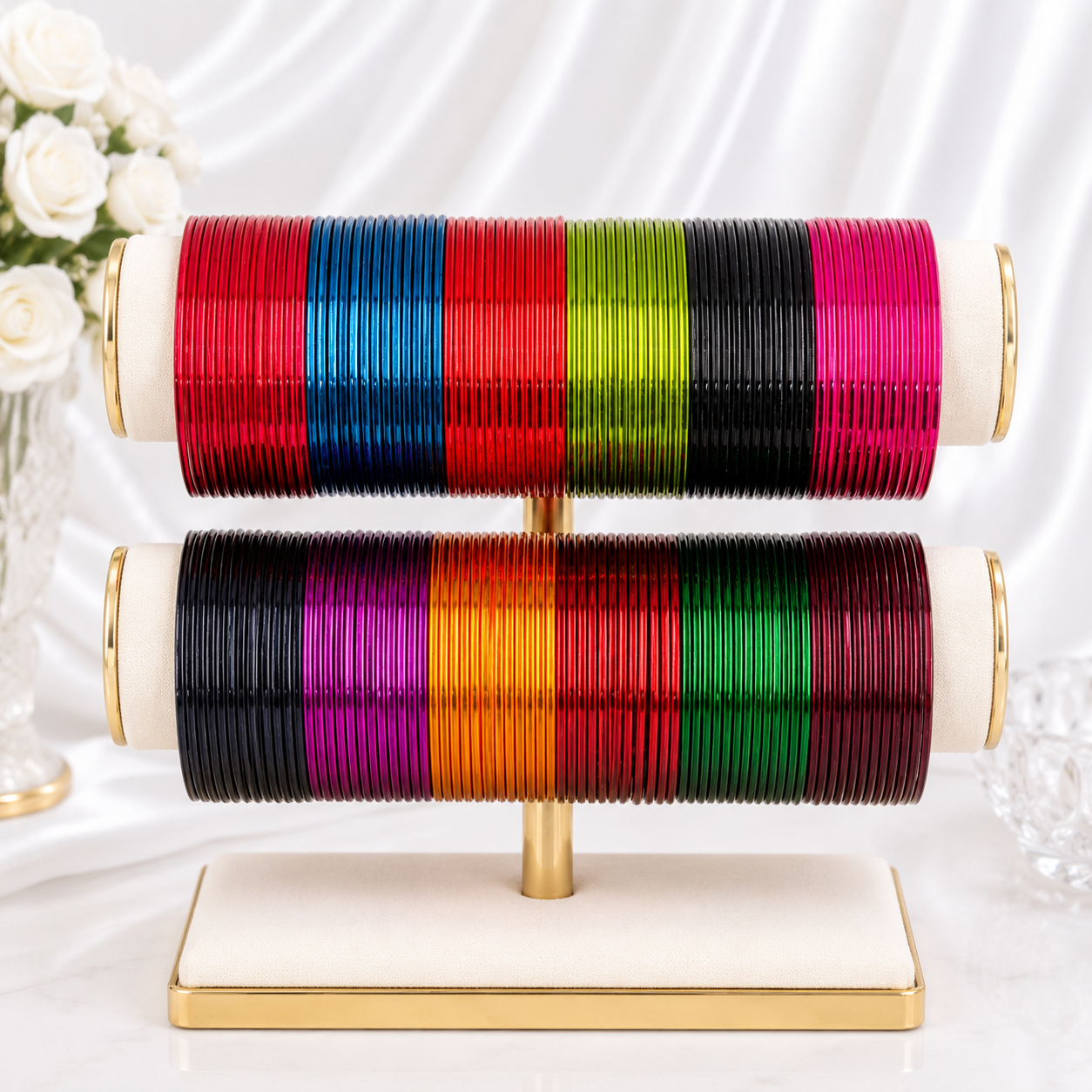 Glossy Dark Color Metal Bangles Combo – 12 Colors (1 Dozen Each)