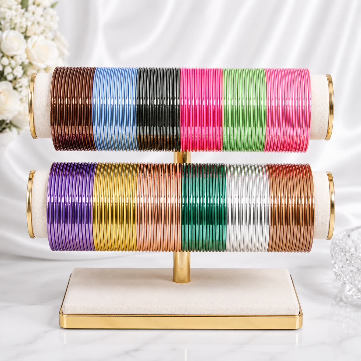 Glossy Light Color Metal Bangles Combo – 12 Colors (1 Dozen Each)