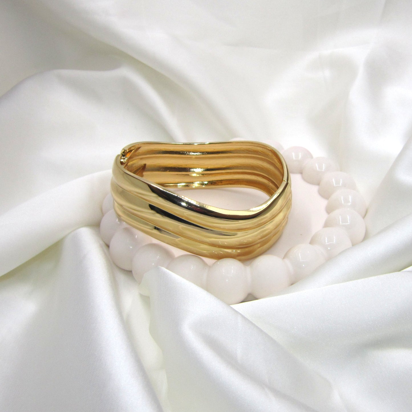 Golden Ripple Openable Anti Tarnish Bracelet by Enava