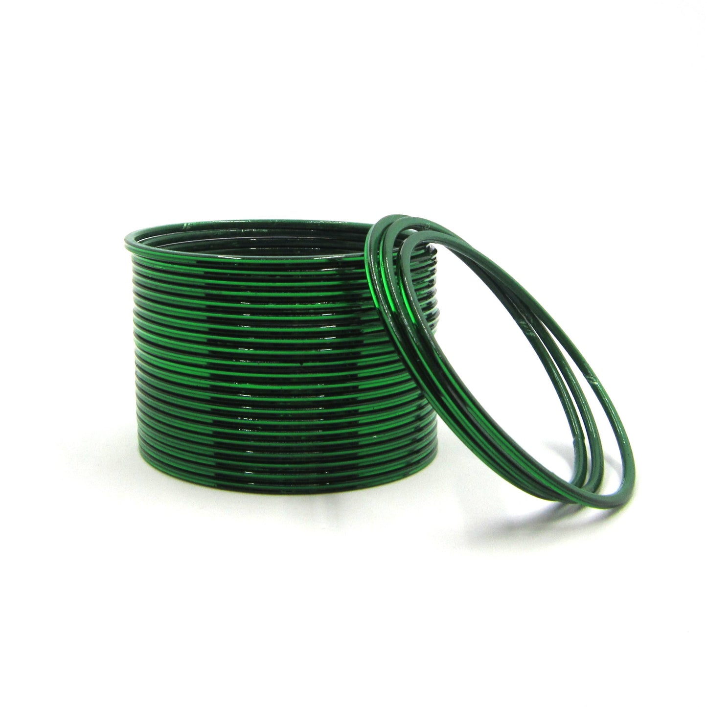 Glossy Green Metal 24 Bangles by Enava