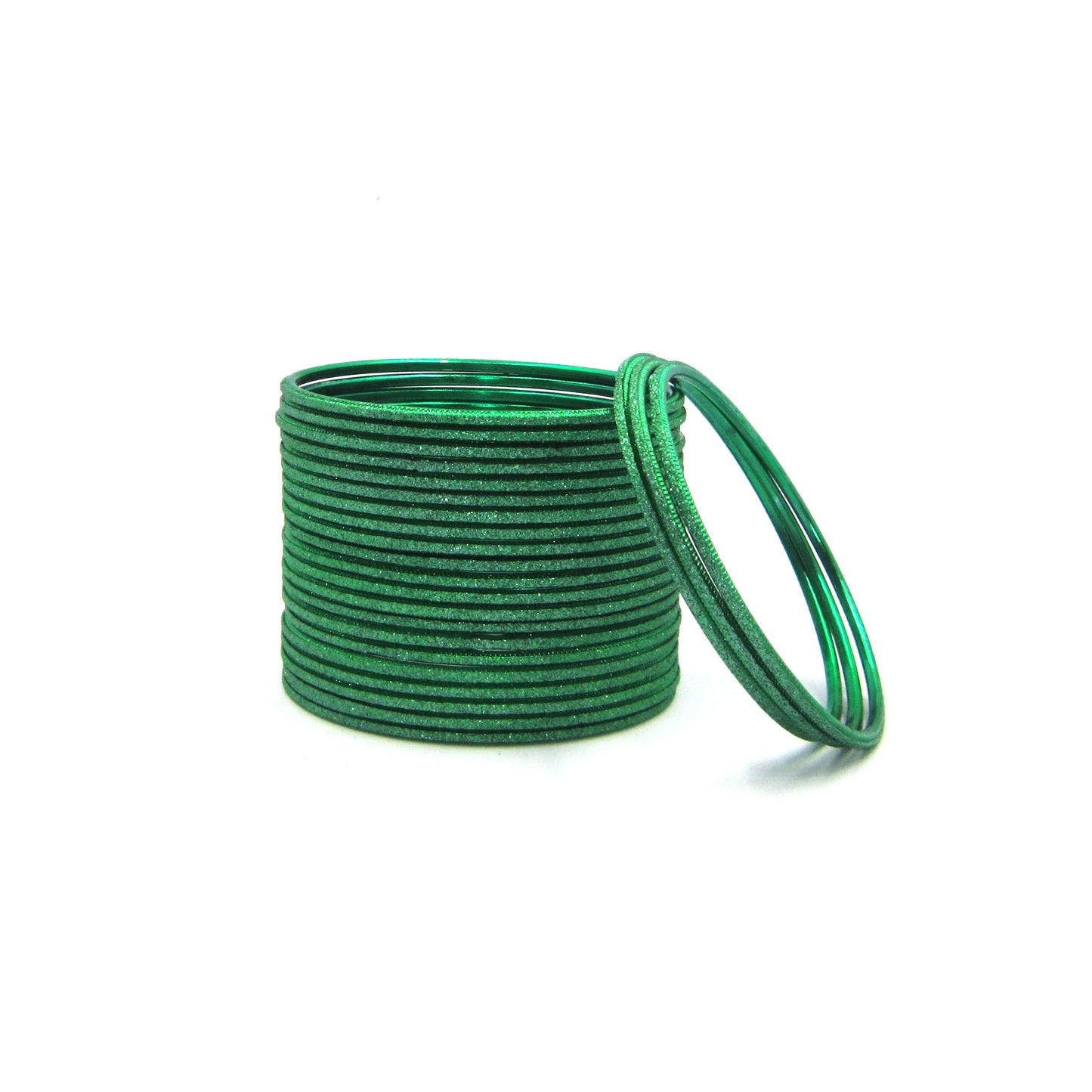 Shiny Green Metal 24 Bangles by Enava