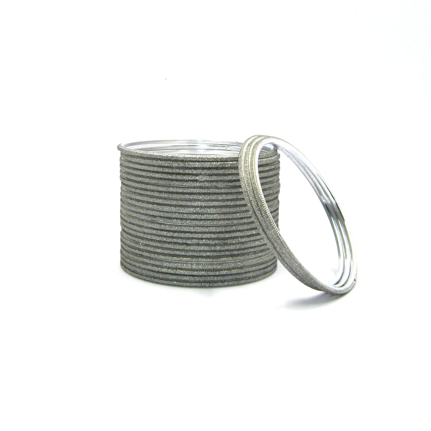 Shiny Dark Grey Metal 24 Bangles by Enava