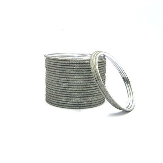 Shiny Dark Grey Metal 24 Bangles by Enava