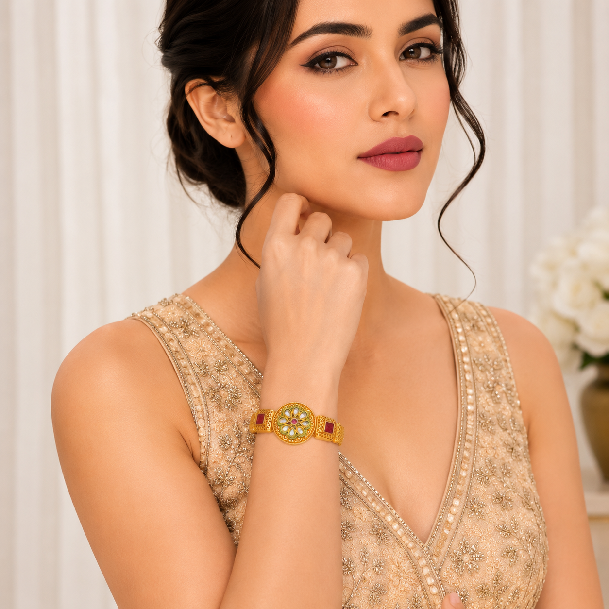 Hiranyaa Ruby and Kundan Bracelet