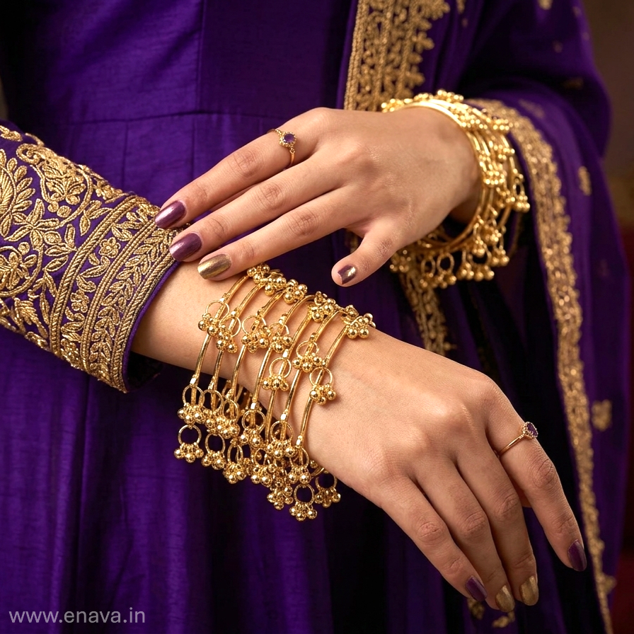 Kashmiri Ghungroo Charm 8 Bangles Set by Enava