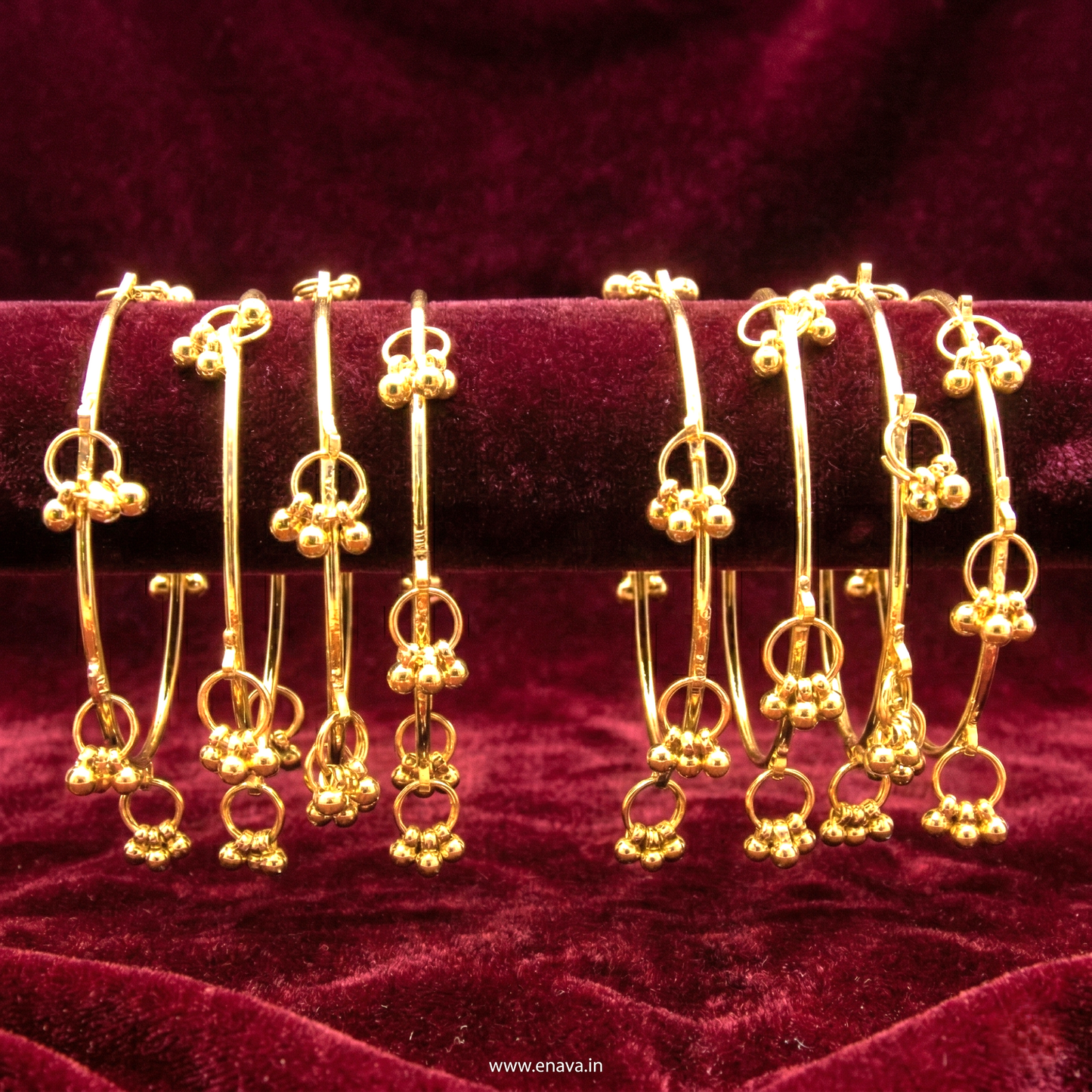 Kashmiri Ghungroo Charm 8 Bangles Set by Enava