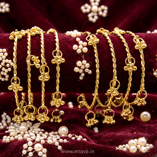 Kashmiri Ghungroo Charm Twisted 8 Bangles Set by Enava