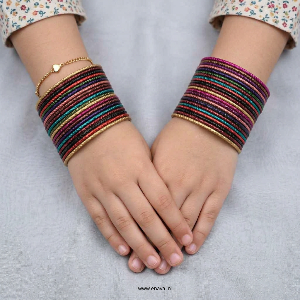 Kids Dark Shade Multicolor Designer Bangle set by Enava