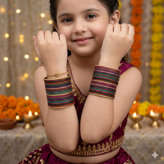 Kids Dark Shade Multicolor Designer Bangle set by Enava