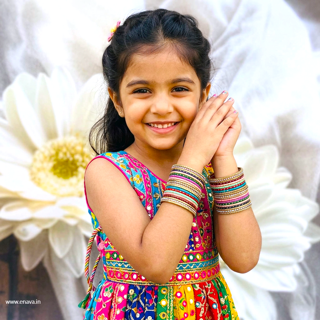 Kids Golden AD Stone with Multicolor Dotted Designer Bangle Set by Enava
