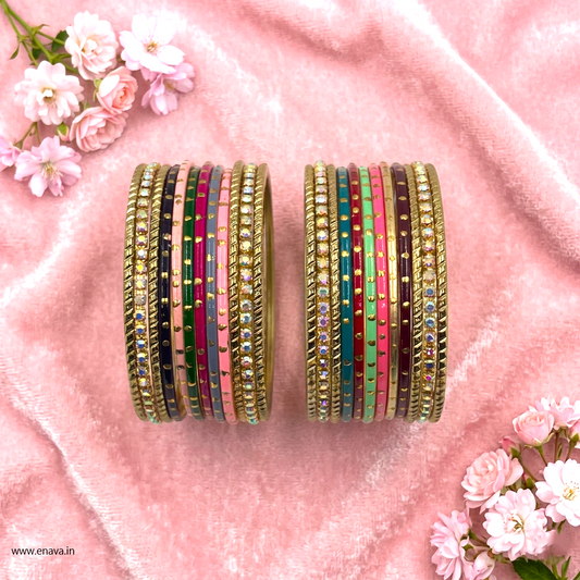 Kids Golden AD Stone with Multicolor Dotted Designer Bangle Set by Enava
