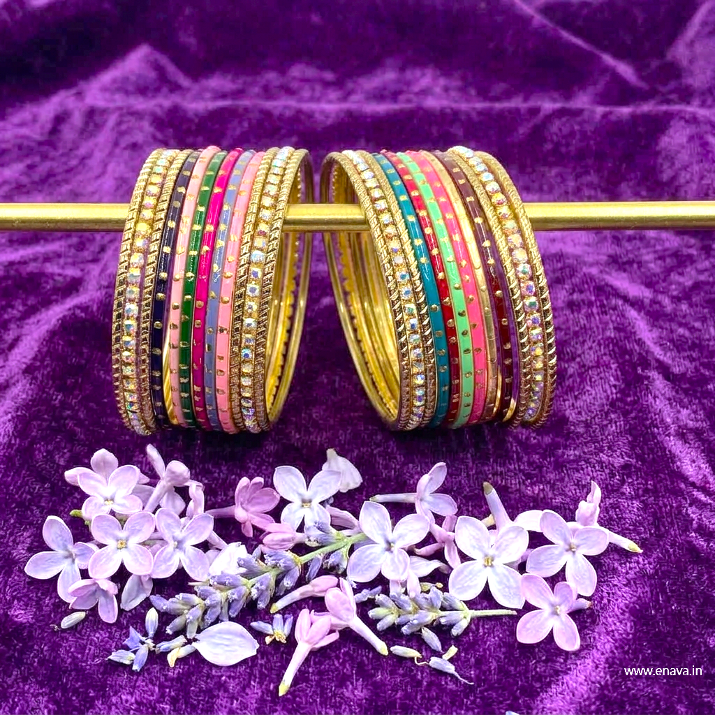 Kids Golden AD Stone with Multicolor Dotted Designer Bangle Set by Enava