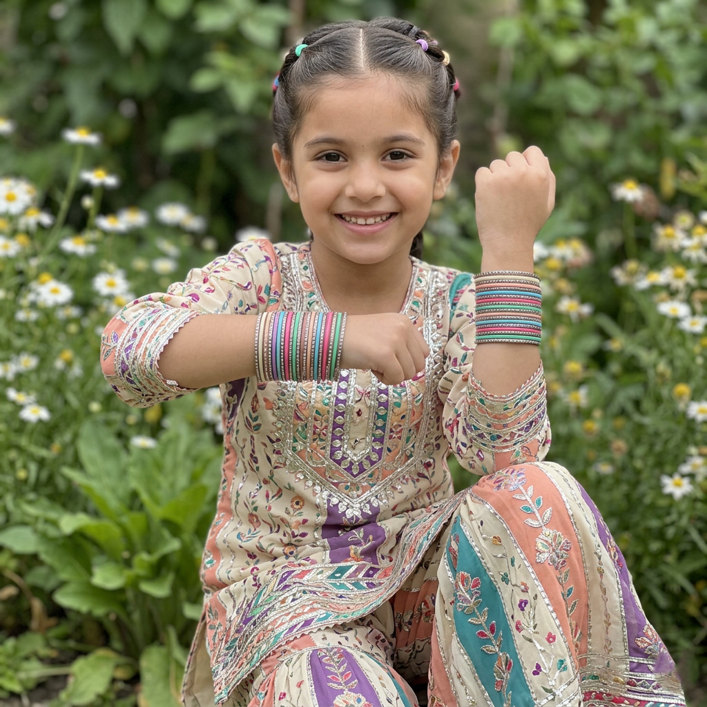 Kids Golden with Pastel Multicolor Bangles by Enava