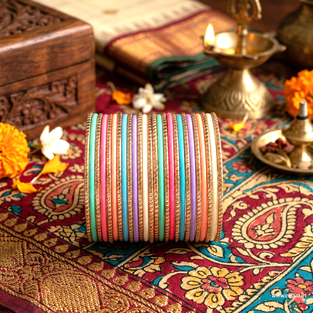 Kids Golden with Pastel Multicolor Bangles by Enava