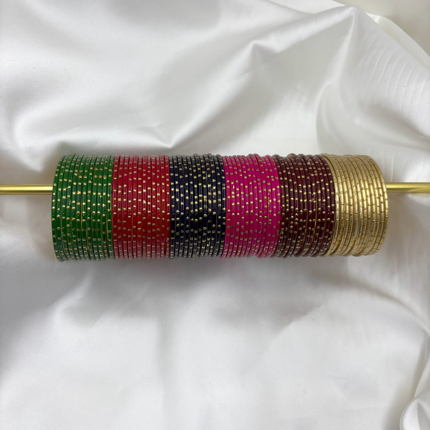 Kids 12 Multicolor Golden Dotted Bangles Combo Set by Enava