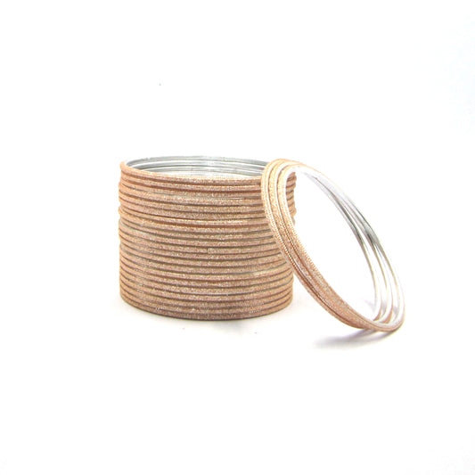 Shiny Light Peach Metal 24 Bangles by Enava