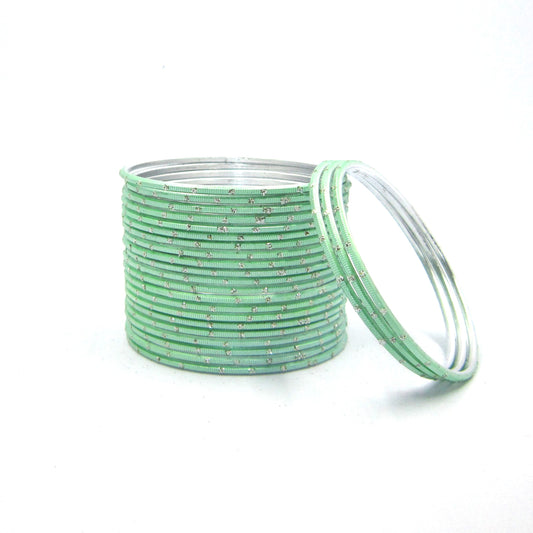 Glitter Light Pista Metal 24 Bangles by Enava