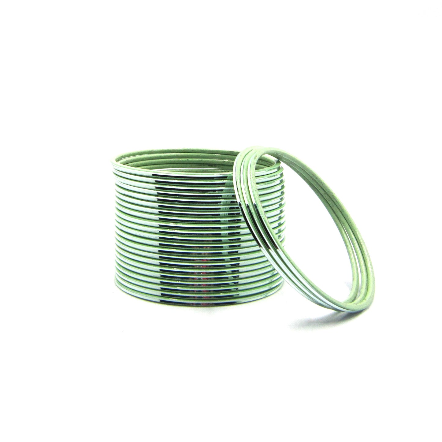 Glossy Light Pista Metal 24 Bangles by Enava