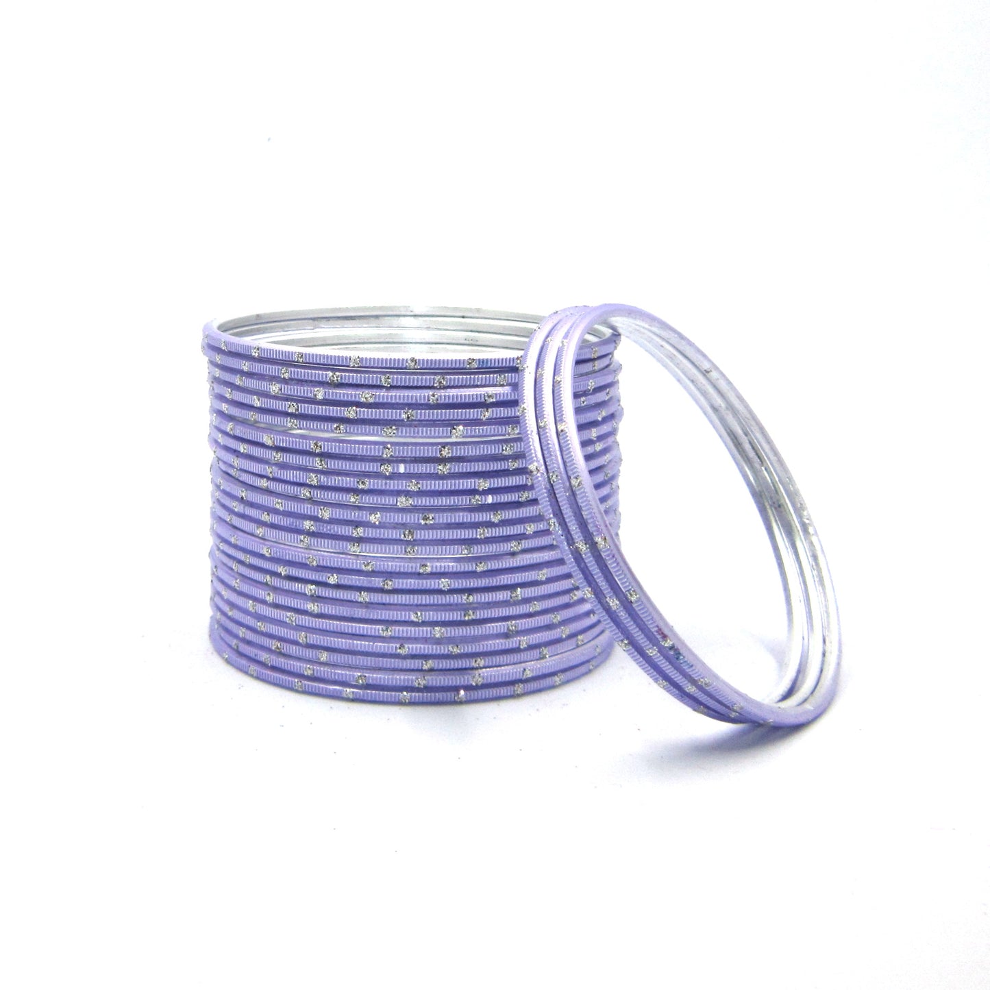 Glitter Light Purple Metal 24 Bangles by Enava