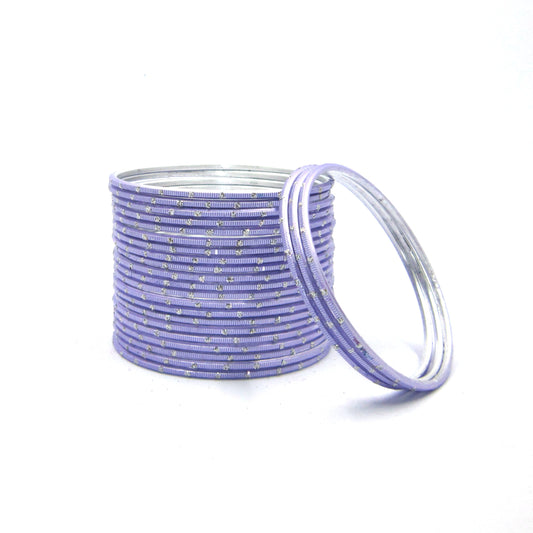 Glitter Light Purple Metal 24 Bangles by Enava