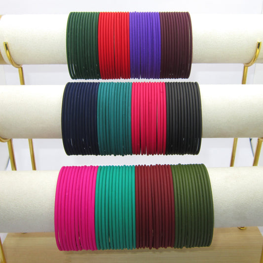 Matte Dark Color Plus Size Metal Bangles Combo – 12 Colors (1 Dozen Each) by Enava