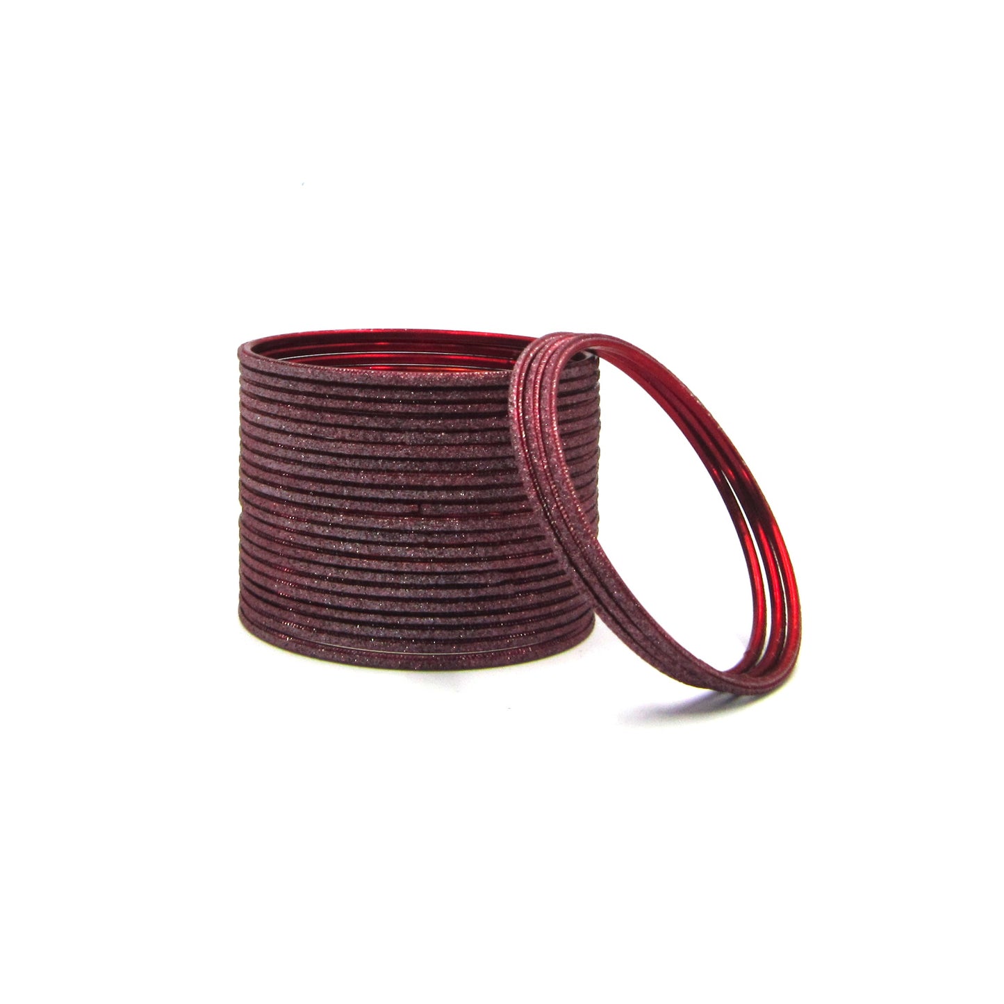 Shiny Maroon Metal 24 Bangles by Enava