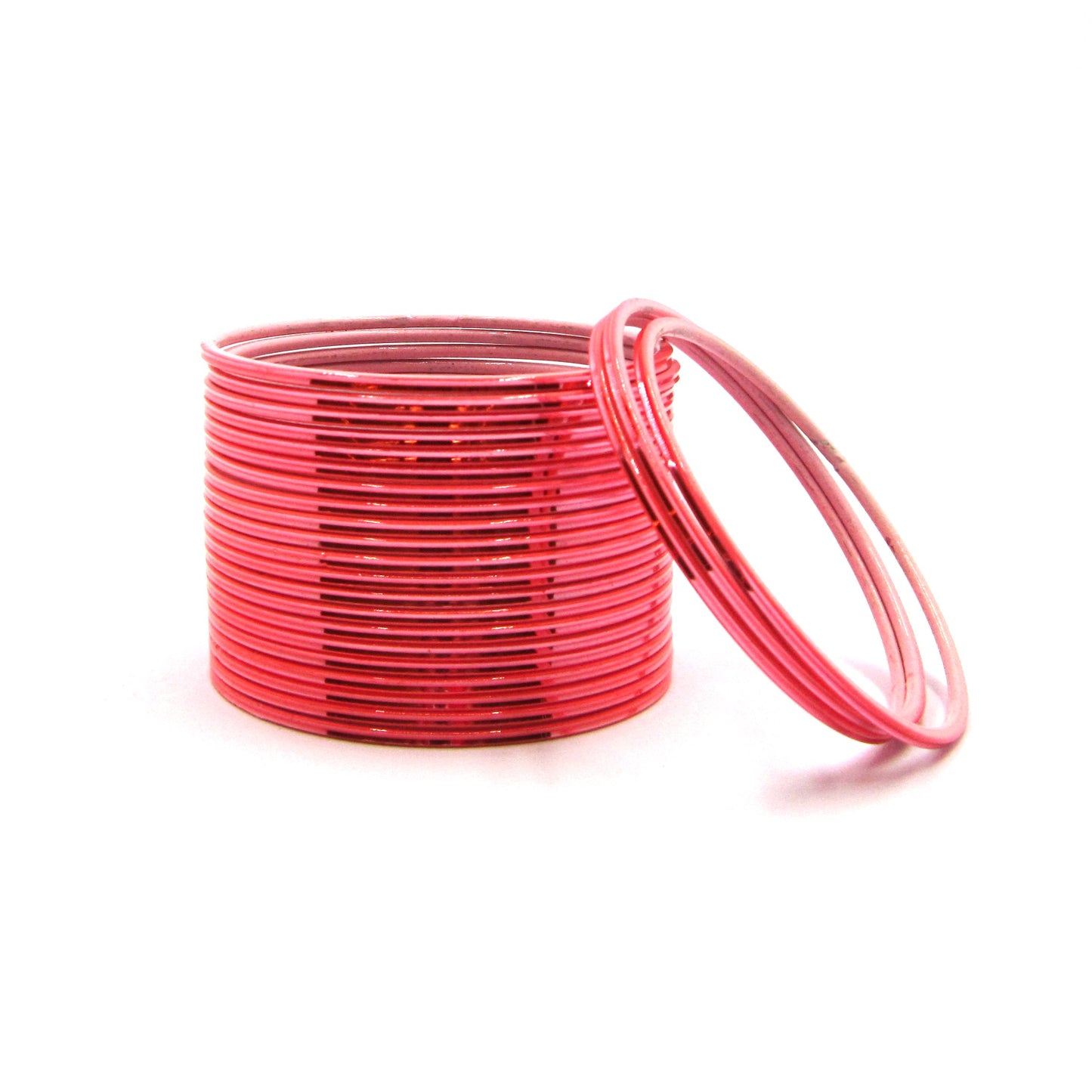Glossy Peach Pink Metal 24 Bangles by Enava