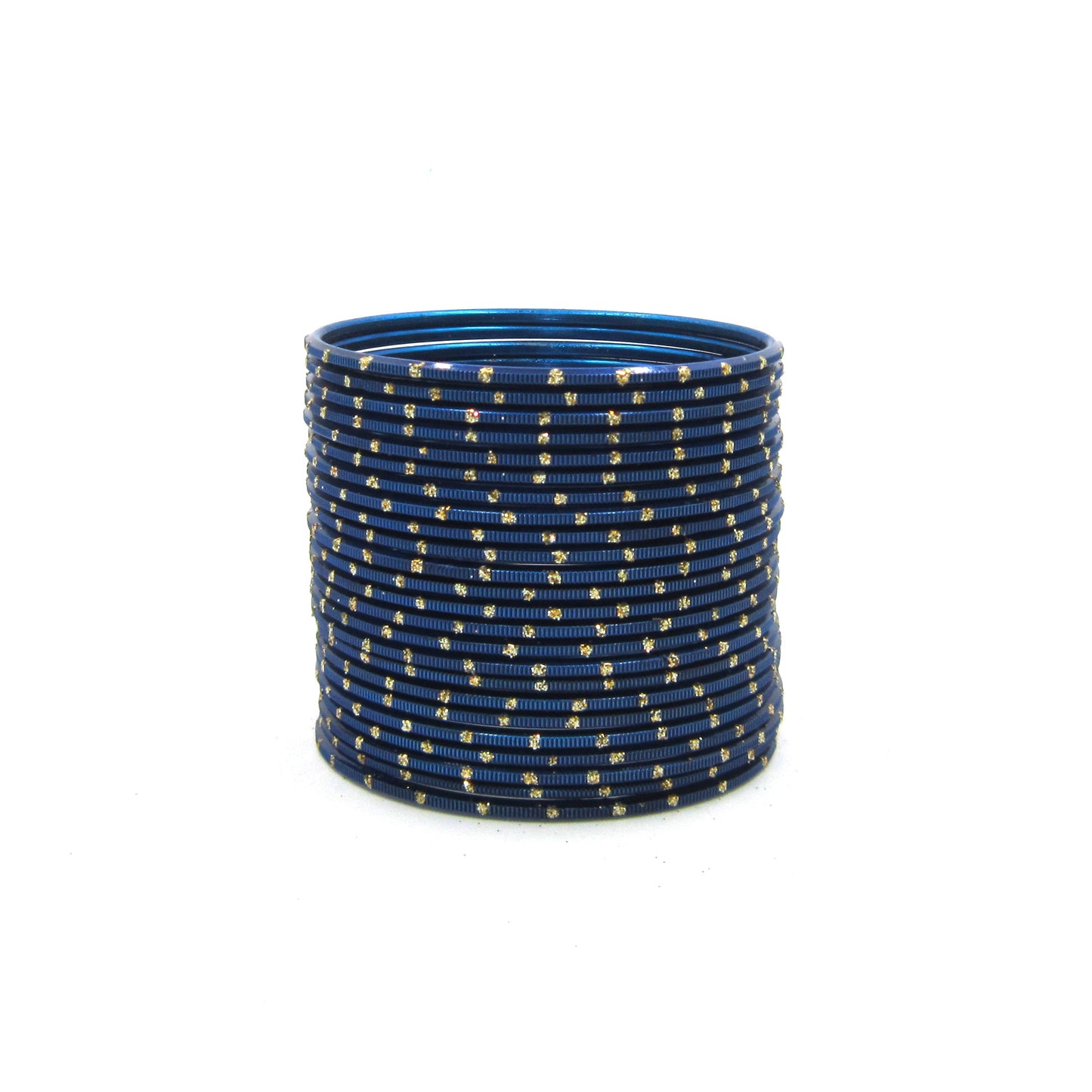 Glitter Peacock Blue Metal 24 Bangles by Enava