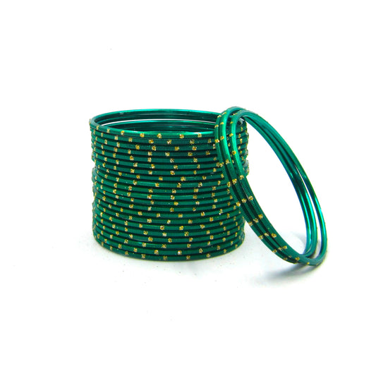 Glitter Peacock Metal 24 Bangles by Enava