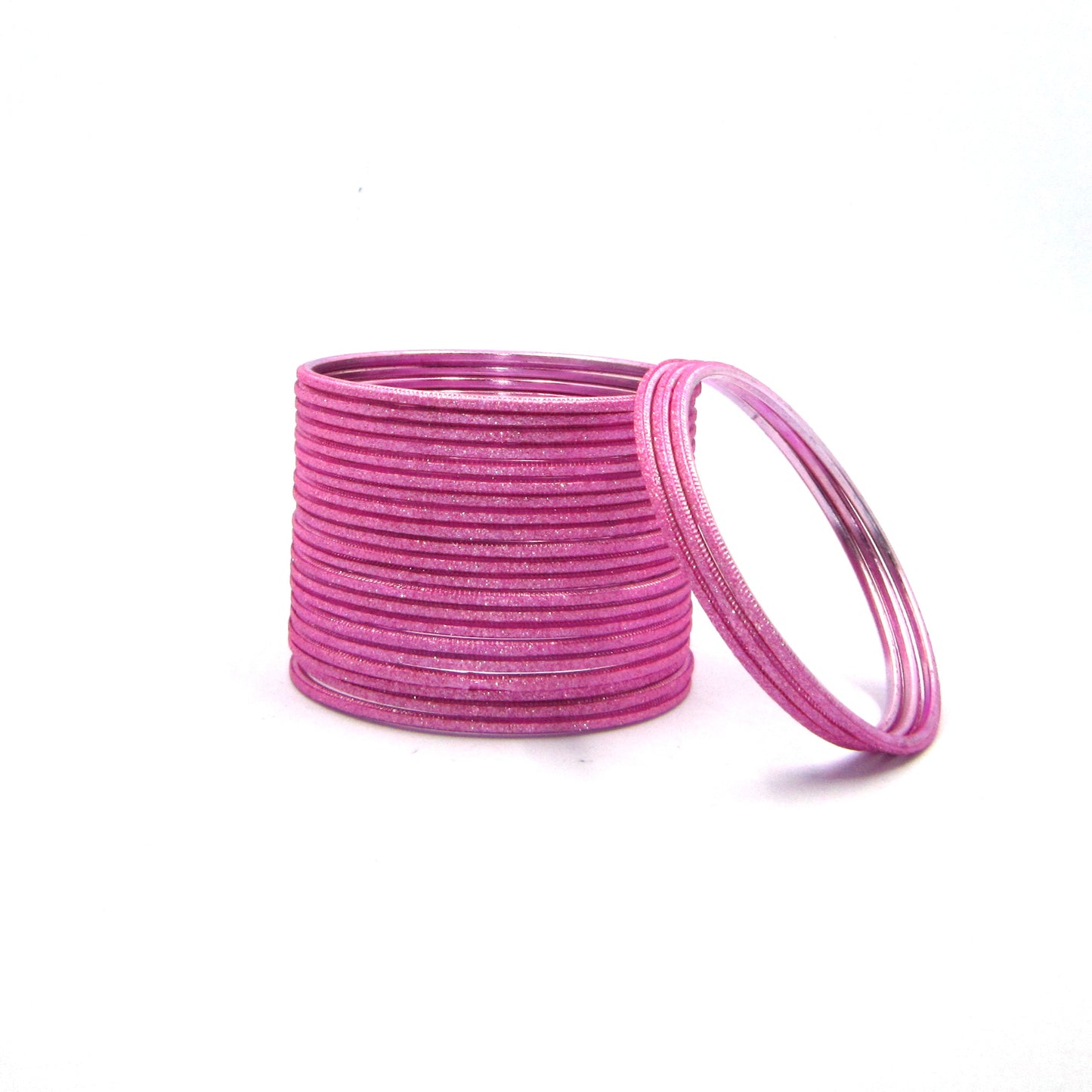 Shiny Pink Metal 24 Bangles by Enava