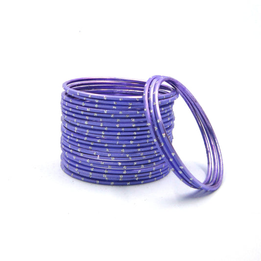 Glitter Purple Metal 24 Bangles by Enava