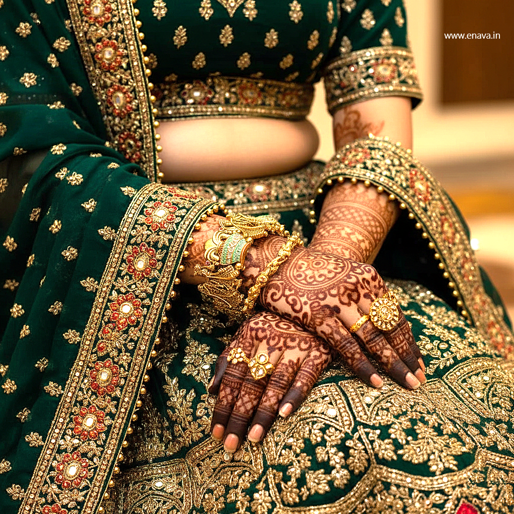 Rajwadi Varmala Kalash Enamel Antique Gold Bangles by Enava Bangle Enava Jewels.