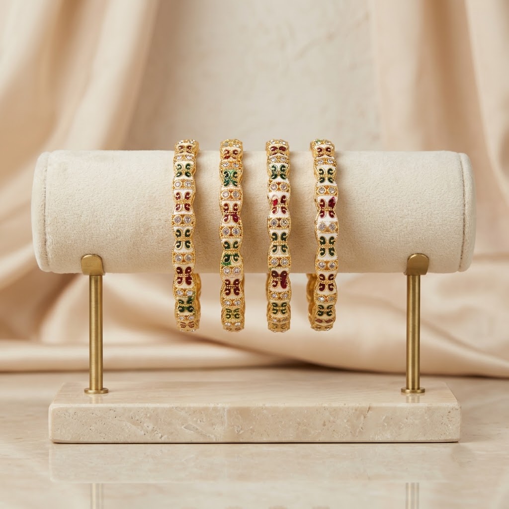 ENAVA Rajwadi Meenakari Side Bangles for Women – Traditional Ethnic Filler and Stacking Bangles