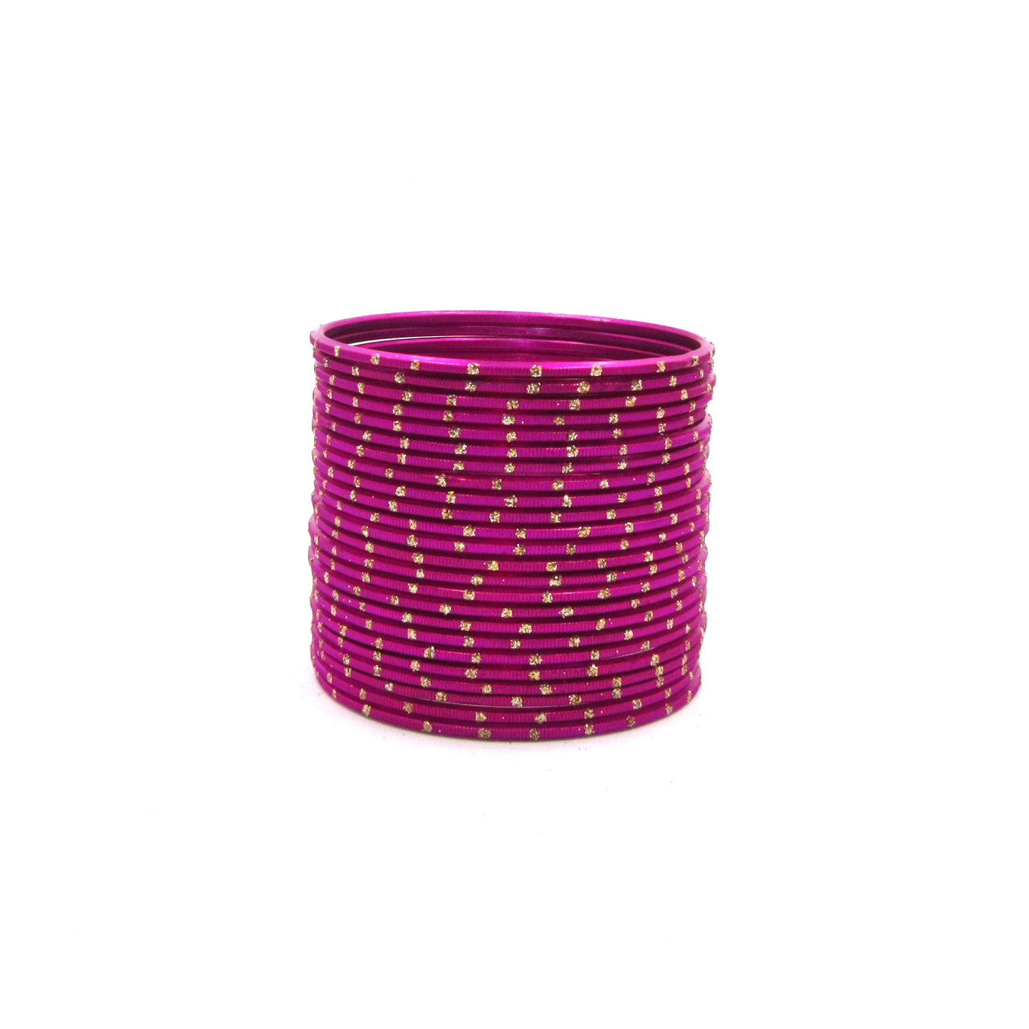 Glitter Rani Pink Metal 24 Bangles by Enava